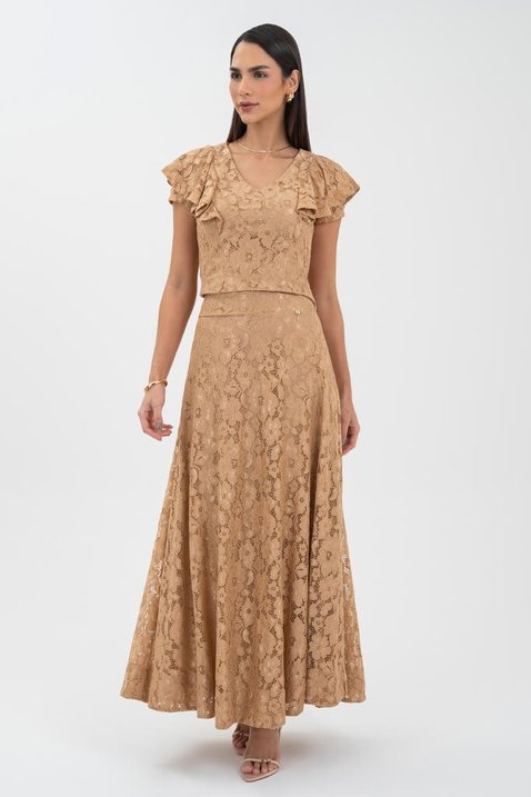 Vestido Evangélica Longo Darly Renda Richilieu